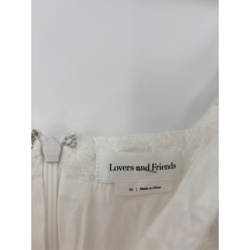 Lovers and Friends Mini Dress Womens XS White Eyelet Ruffle Cutout Revolve - Picture 4 of 13